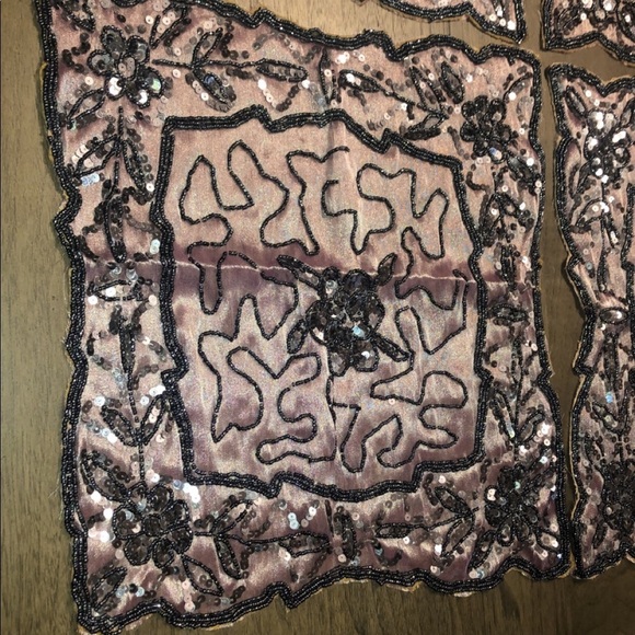 Table Accents Covers Beaded Sequins 5 pc Holiday Purple Silver Ramadan Eid Decor - Picture 6 of 16